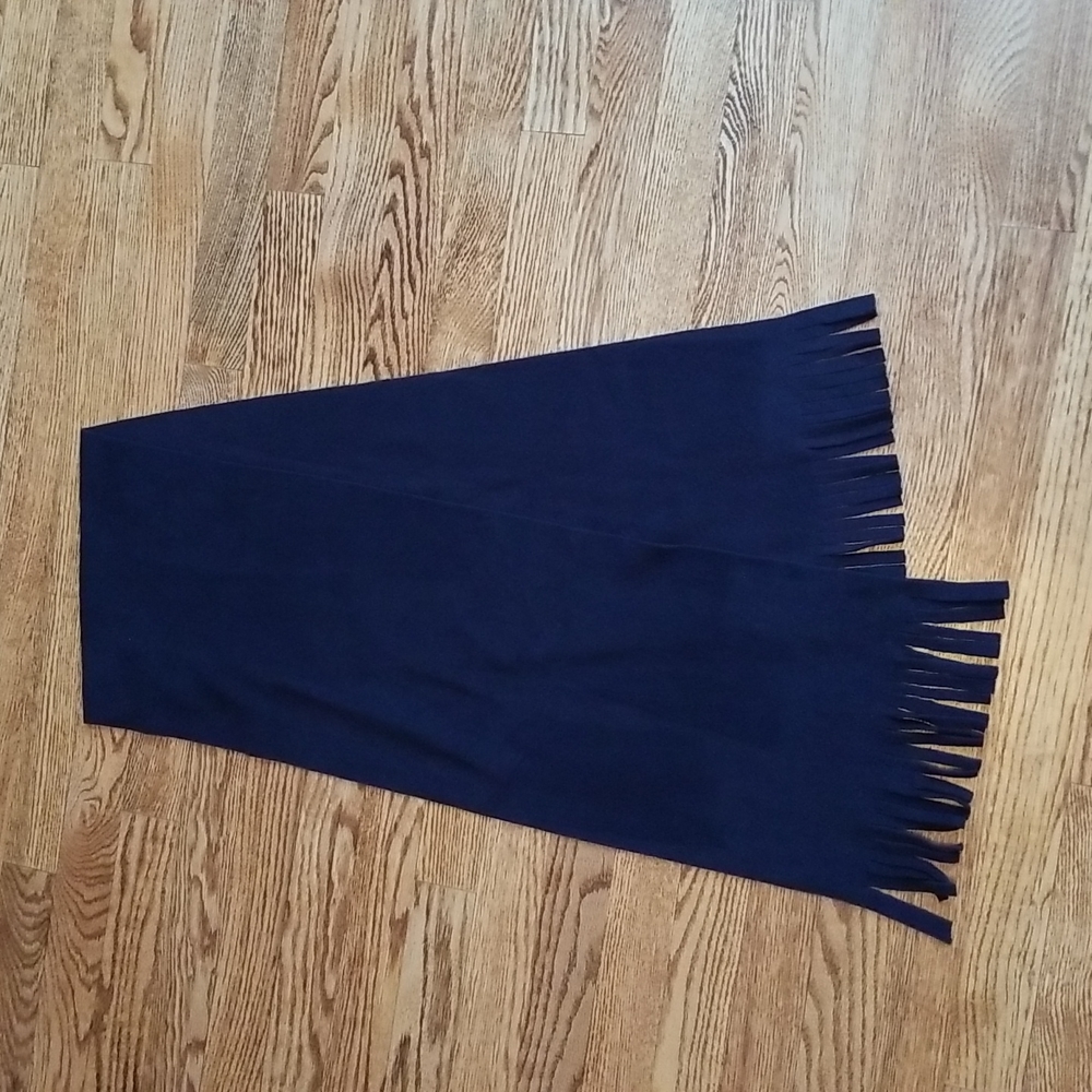 Soft Felt Solid Color Navy Fringe Scarf